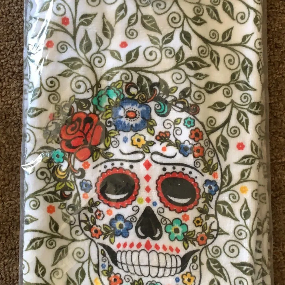 Halloween Kitchen Towels Skull Decor Holiday Party Decorations Decorative Floral